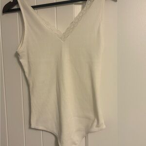 Elegant White Lace Trimmed Women's Top